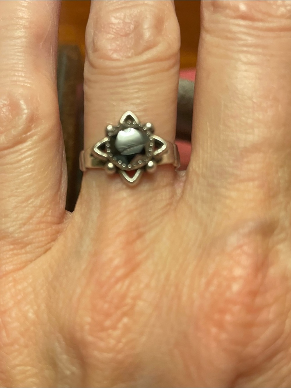 Sterling & Hematite Star-shaped Ring